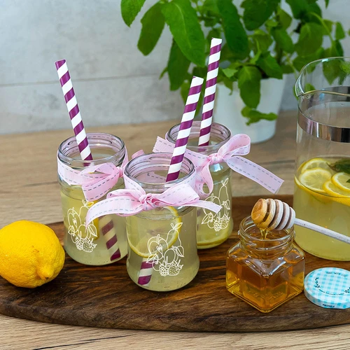 Sklenice TO 300ml s potiskem - mix ovoce a víčko fi66/4 - 6 ks. - 7