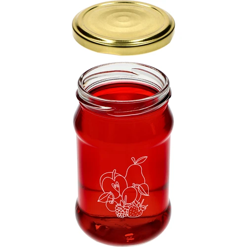 Sklenice TO 300ml s potiskem - mix ovoce a víčko fi66/4 - 6 ks. - 5