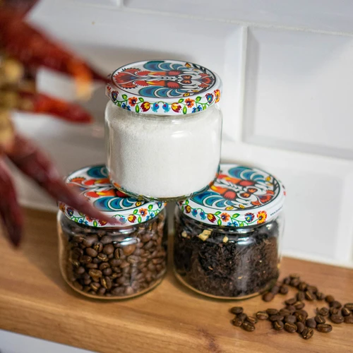 Sklenice TO 370 ml s barevným víčkem fi82/6- 6 ks. - 11