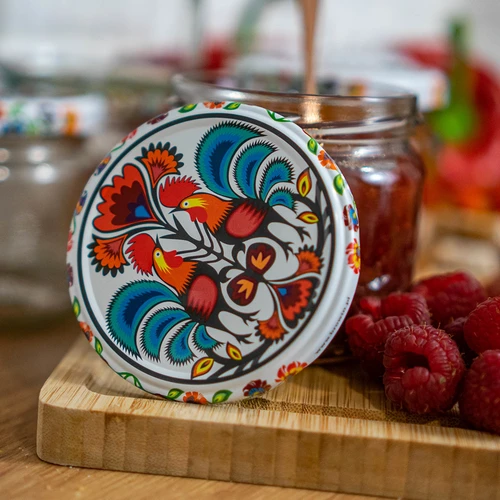 Sklenice TO 370 ml s barevným víčkem fi82/6- 6 ks. - 12