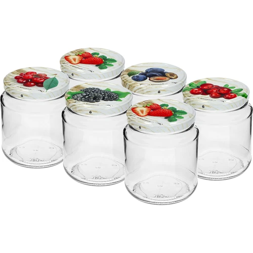 Sklenice TO, tlouštík 580ml s barevným víčkem fi82/6, 6 ks.