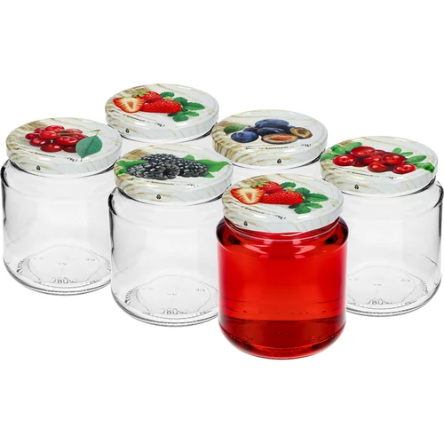 Sklenice TO, tlouštík 580ml s barevným víčkem fi82/6, 6 ks. - 3