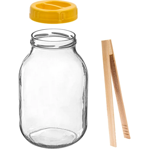 Sklenice twist-off 3 L, kleště a víčko z plastu fi 100, s držadlem - 2