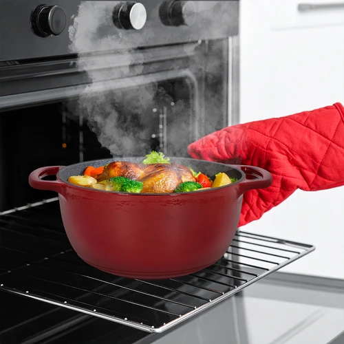 Smaltovaný litinový hrnec - bordový, 4 L - 8