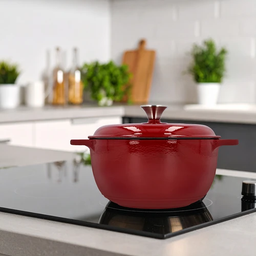 Smaltovaný litinový hrnec - bordový, 4 L - 9