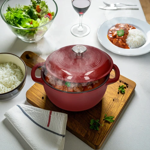 Smaltovaný litinový hrnec - bordový, 4 L - 7