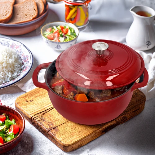 Smaltovaný litinový hrnec - bordový, 5,8L - 7