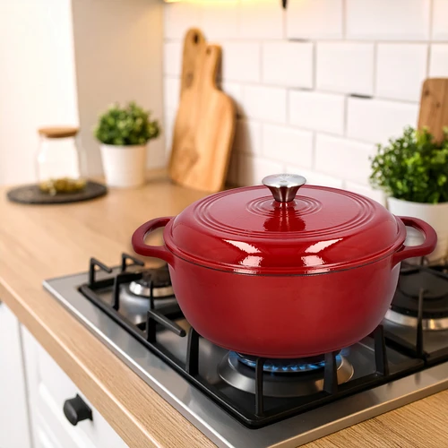 Smaltovaný litinový hrnec - bordový, 5,8L - 9