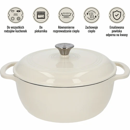 Smaltovaný litinový hrnec – ecru, 5,8 l - 5