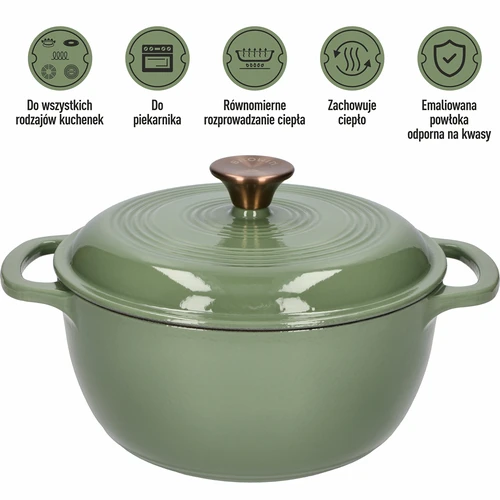 Smaltovaný litinový hrnec - šalvějový, 4L - 5