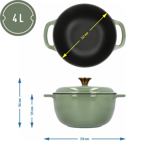 Smaltovaný litinový hrnec - šalvějový, 4L - 4
