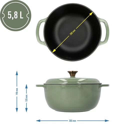 Smaltovaný litinový hrnec - šalvějový, 5,8L - 4