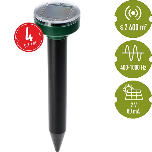 Solární odpuzovač krtků – účinná, bezpečná a humánní ochrana zahrady, sada 4 ks. - 8