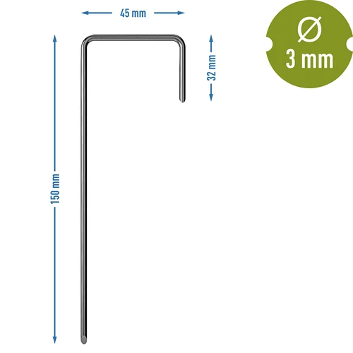 Špendlíky pro agrotextilii, ocelové typu L - 100 ks - 7