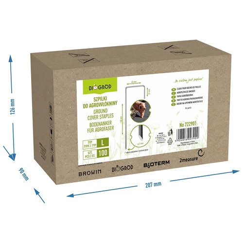 Špendlíky pro agrotextilii, ocelové typu L - 100 ks - 8