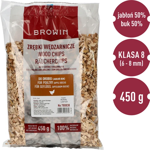 Štěpky na uzení/grilování, 50 % jabloň + 50 % buk, 450 g, tř. 8 - 3