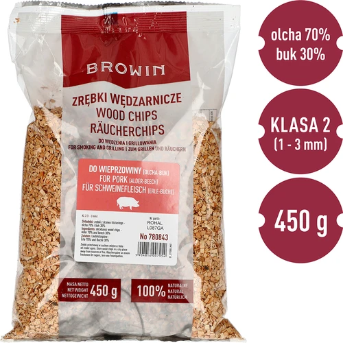 Štěpky na uzení/grilování 70 % olše + 30 % buk, 450 g, třída 2 - 3