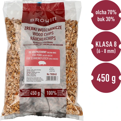 Štěpky na uzení/grilování 70 % olše + 30 % buku, 450 g, tř. 8 - 3