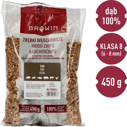 Štěpky na uzení/grilování, dub, 450 g, třída 8 - 3