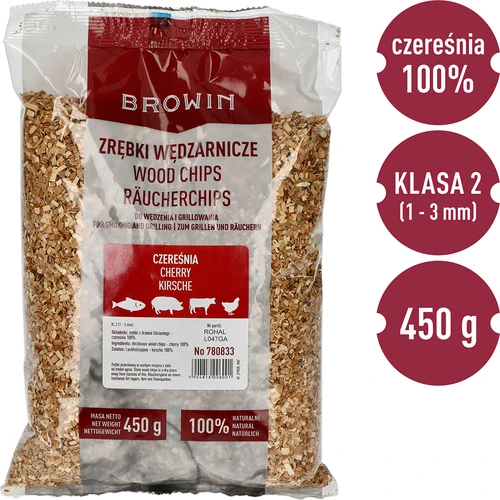 Štěpky na uzení/grilování, třešeň, 450 g, tř. 2 - 3