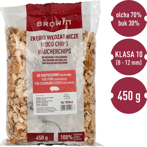 Štěpky na uzení/grilování vepřového - mix (70% olše, 30% buk), 450 g, kl.10 - 3