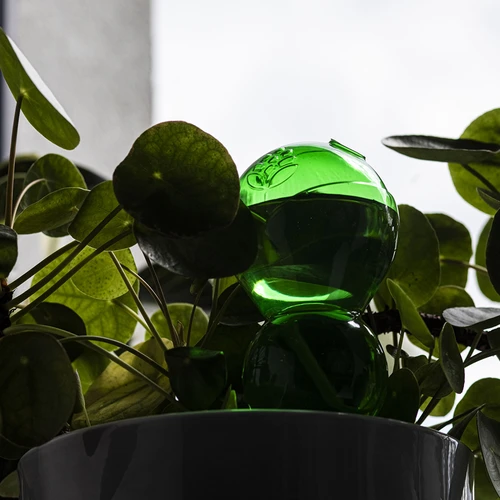 Trojitá zavlažovací koule (tříkomorová), průhledná zelená s keramickou nožkou, 600ml - 7