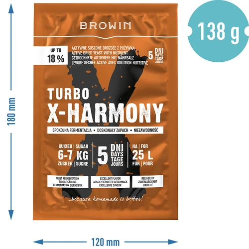 Turbo kvasnice X-Harmony 18%, 25 L, 138 g - 6