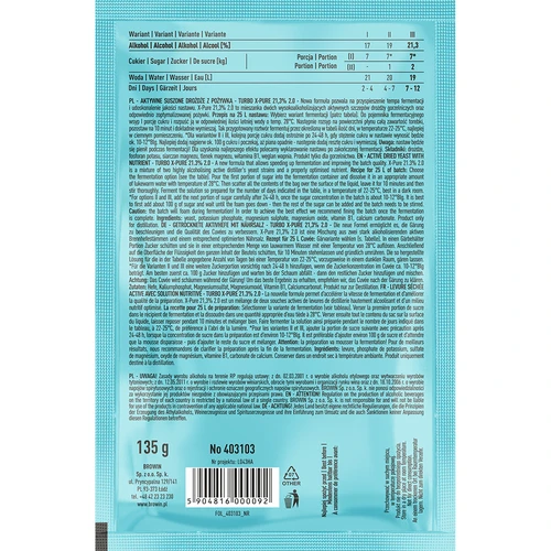 Turbo kvasnice X-Pure 21,3 % 48 h, 25 l - 2