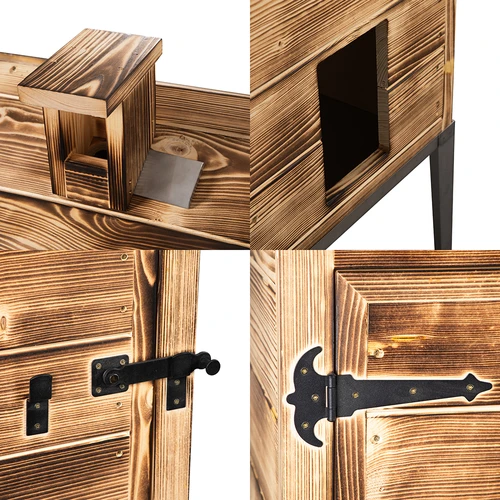 Udicí komora na dřevo – ze smrkového dřeva, 200 l, s nerezovým podstavcem - 4