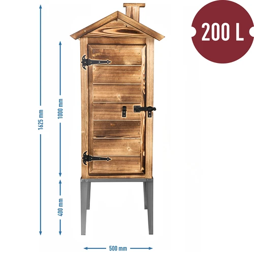Udicí komora na dřevo – ze smrkového dřeva, 200 l, s nerezovým podstavcem - 5