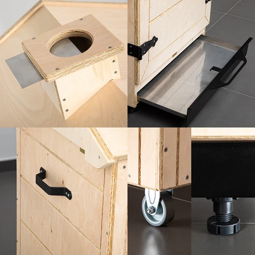 Udicí komora z certifikované překližky, bezrámová, 200 l, s kolečky - 3