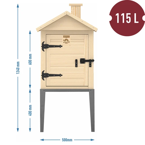 Udicí komora ze smrkového dřeva, 115 l, s nerezovým podstavcem - 3