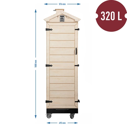 Udírenská komora z certifikované překližky, bezrámová, 320L, s kolečky - 4