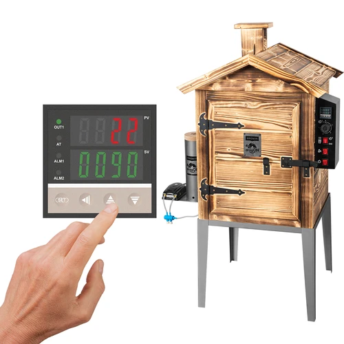 Udírna 115 l dragON Wood 60E – dřevěná z opalovaného dřeva, s elektrickým topným modulem a řídicí jednotkou