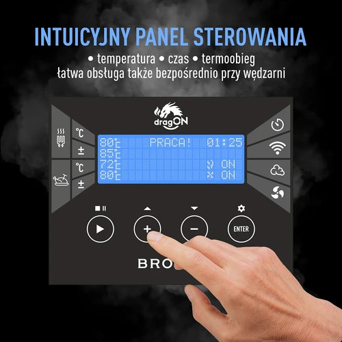 Udírna dragON ocelová 220 l, IQ – s Wi‑Fi ovládáním - 10