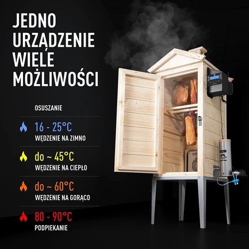Udírna s Wi-Fi, 200 L - dragON WOOD 100IQ s elektrickým topným modulem a regulátorem - 5