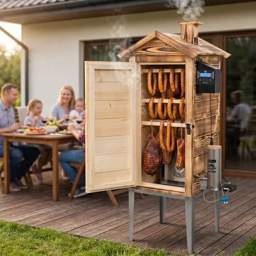 Udírna s Wi-Fi, 200 l - dragON WOOD 100IQ s elektrickým topným modulem a řídicí jednotkou, z opalovaného dřeva - 12