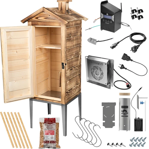Udírna s Wi-Fi, 200 l - dragON WOOD 100IQ s elektrickým topným modulem a řídicí jednotkou, z opalovaného dřeva - 3
