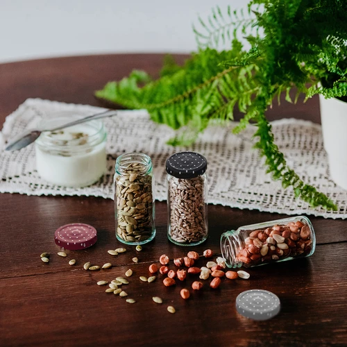 Uzávěr fi 43 mm puntíky mix - 10 ks - 12