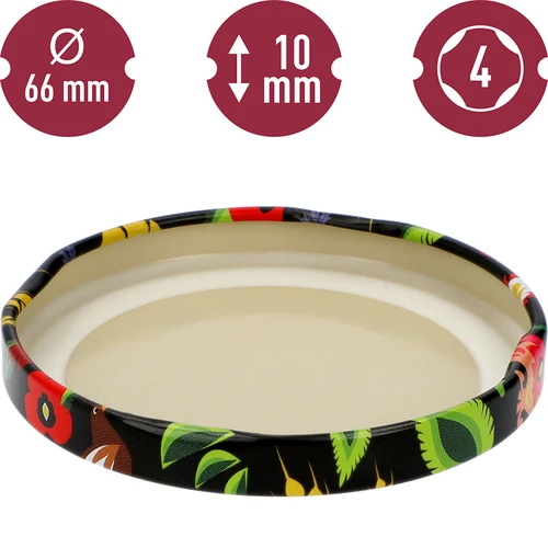 Víčko fi 66/4 černé Folk - 10 ks - 4