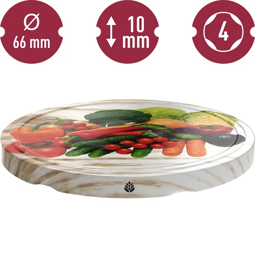 Víčko fi 66/4 zelenina na bílém pozadí - 10 ks - 3