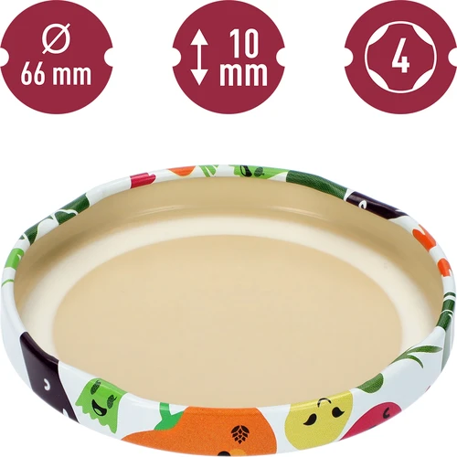 Víčko fi 66/4 zeleninové obličeje - 10 ks - 4