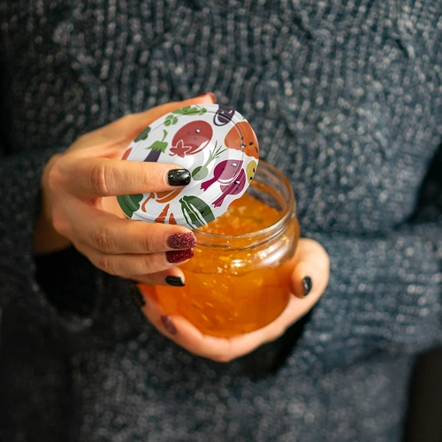 Víčko fi 66/4 zeleninové obličeje - 10 ks - 6