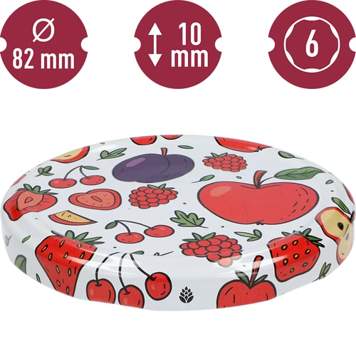 Víčko s potiskem – motiv Ovoce, fi 82/6, 10 ks - 3