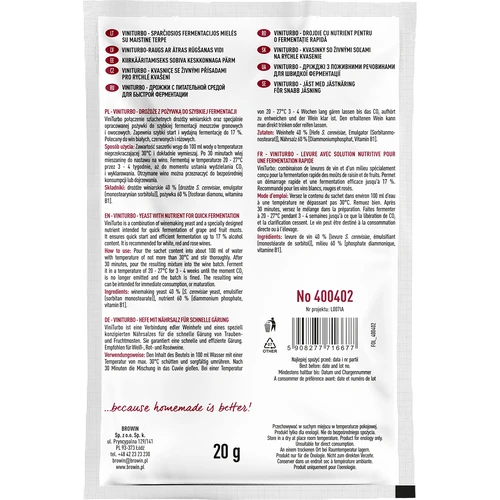 ViniTurbo - kvasnice pro rychlou fermentaci, 20 g - 2