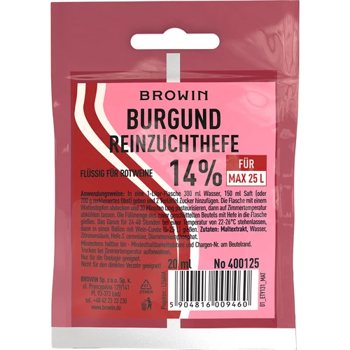 Vinné kvasnice Burgund, 20 ml DE/EN