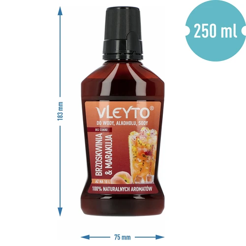VLEYTO Broskev & Marakuja – chuťová esence s přírodními aromaty, 250 ml - 5