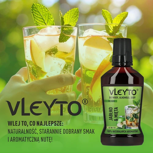 VLEYTO Máta & Jablko – chuťová esence s přírodními aromaty, 250 ml - 6