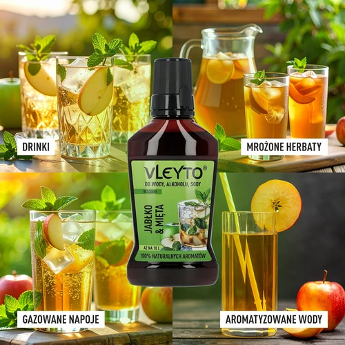 VLEYTO Máta & Jablko – chuťová esence s přírodními aromaty, 250 ml - 7