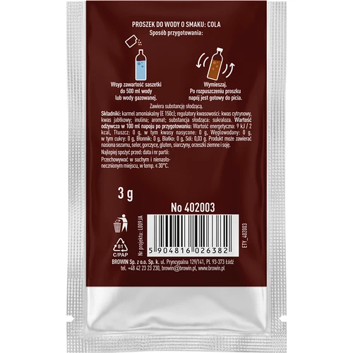 VSYPTO s příchutí coly – ochucovací prášek do vody, 3 g - 3